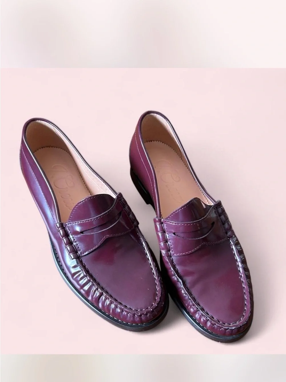 J. Crew Women's Burgundy Leather Penny Loafers